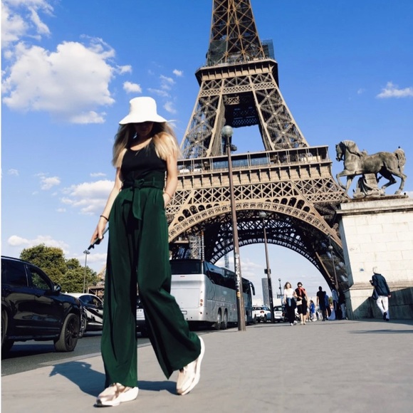 Julia Allert High Waist LONG Dark Green Trousers Pants - Small - Picture 2 of 6